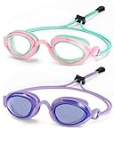 ITOWE 2 Pack Racing Swim Goggles with Bungee Strap, No Leaking Kids Swimming Goggles Age 6-14 Youth Chidren Anti-Fog HD View