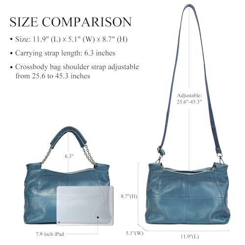 Image of Genuine Leather Women Handbags and Purses Designer Medium Tote Bag Fashion Shoulder Crossbody Satchel Hobo Bag