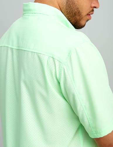 Image of HUK Men's Tide Point Kc Scott Original Artwork Short Sleeve Shirt, Fishing Button Down