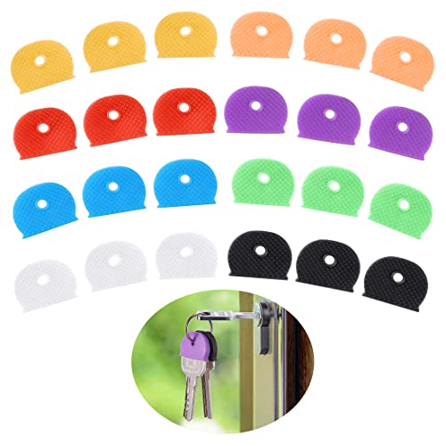 24 Pièces Cache Clef, FUKPO Capuchon Clef Couleur Couvre Clé Flexibles Couvre-clés, Protege Cle Couvre Clef pour Reconnaître Facilement vos Clés Cover