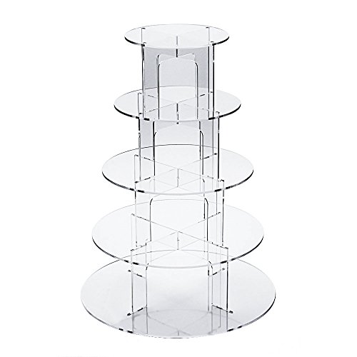Soporte para cupcakes de la marca Fobuy. Material acrílico con 5 niveles y redondo. Ideal para boda o fiesta, acrílico, 5 niveles