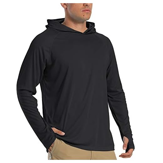 Sommer Hoodie Herren Langarm Kapuzenpullover UV Schutz Shirt Outdoor Hemd Herren Sun Protection Shirts Sommer UPF 50+ T-Shirt Leichte Angel Hemd Sonnenschutz Strand Shirts mit Kapuze Schwarz Black