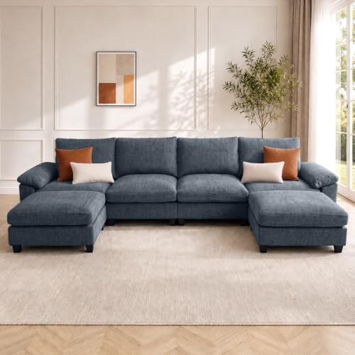 Image of Sectional Couches for Living Room, 141 inch U Shaped Cloud Sofa & Couch