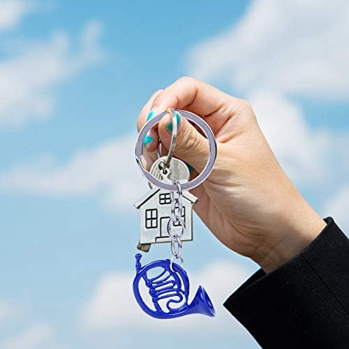 Atyhao French Horn Keychain, Mini French Horn Key Ring Bag Keychain Charm Pendant for Backpack Car Key Chain Decoration(Blue)