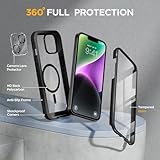Miracase Magnetic Case for iPhone 14 Case 6.1-Inch, Full Body Bumper Clear Back Cover Compatible with MagSafe and Built-in 9H Tempered Glass Screen Protector + Camera Lens Protector (Black) - Image 2