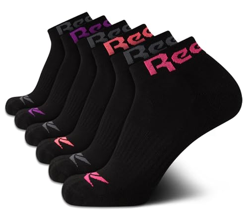Reebok Womens Socks - 6 Pack Quarter Cut Moisture Wicking Stretch Performance Cushioned Socks for Women (Sizes: 4-10) Size 4-10 All Black