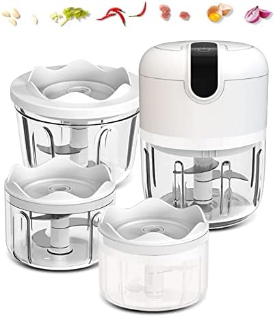 Pogeair White 3 CUP Cordless Mini Food Chopper,Small Food Processor for Garlic,Nut,Meat(100+250+350ML)