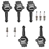 MCK 5 pcs Ignition Coil Pack and Premium Copper Spark Plugs Compatible With Volvo C30 C70 S40 S60 V50 V70 XC70 2004 2005 2006 2007 2008 2009 2010 2011 2012 2013 2014 2015 2016 L5 2.4L 2.5L