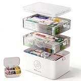【Matériaux de Haute Qualité】: Fabriquée à partir de matériaux améliorés et épaissis, cette boite a pharmacie offre une excellente protection contre la poussière et l'humidité. Les bords arrondis préviennent les rayures et les dommages, ce qui en fait un choix sûr pour les familles avec enfants.