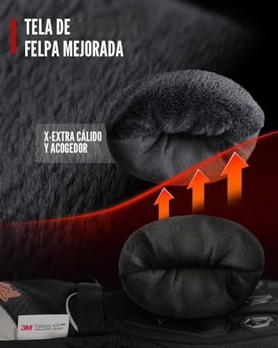 Miniatura 4 de Iron Jia S Guantes Invierno Para Motocicleta Para Hombre, Impermeables Y Resistentes Level 1 Kp Al Viento, Ligeros Y Cálidos Guantes De Pantalla Táctil, Adecuados Para Motociclismo, Esquí-Negro-L