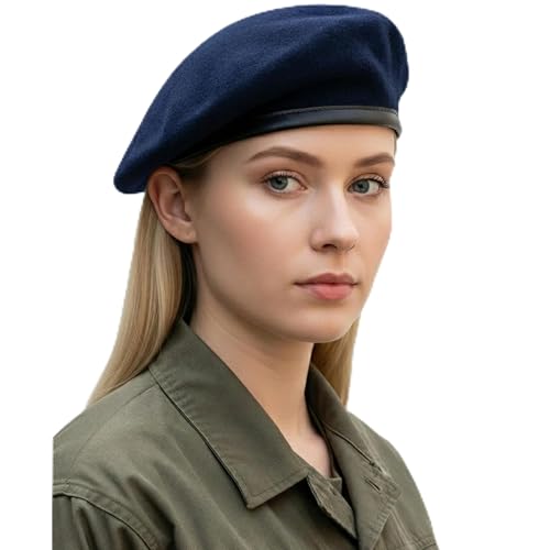 Sivi Iconic Parisian Beret – Army Style Cap, Che Guevara Inspired Fashion, Woolen French Beret Hat for Men and Women (US, Alpha, One Size, Medium, Blue)