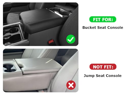 Image of INTGET Center Console Cover for 2026 Ford F250 F350 F450 F550 Super Duty Accessories 2023 2024 2025 XLT Car Interior Armrest Arm Rest Leather Middle Cushion Lid Pad Protector(Fit Bucket Seat Only)