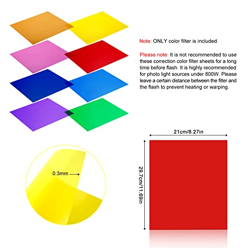 16 Stück Farbfolien Gel Filter Film Transparente Farben Professionel Farbige Farbkorrektur Fenster Folie Lampen für Foto grafie Studio Strobe Blitz LED Licht Kamera Bühnen Party schmücken DIY 29.7x21