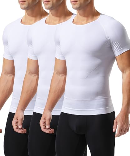 Casey Kevin Mens Medium Compression Shirts Short Sleeve Shapewear 3 Pack