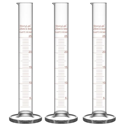 Cilindro graduado de vidrio StonyLab de 25 ml con escala de alta legibilidad térmica
