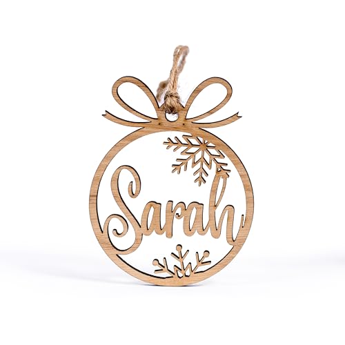 Personalised Christmas Wooden Bauble, Christmas Tree Ornament, Xmas Hanging Decoration, Unique Seasonal Gift