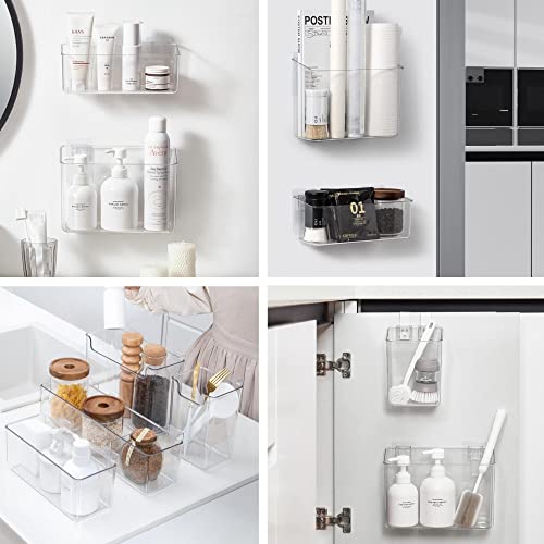 Vacane 4 Pack Plastic Over Cabinet Door Organizer, Adhesive Mount Storage Organizer Container Makeup Organizer Hanging Basket Bins For Craft Room, Pantry, Office, Space Saving Holder For Kitchen Bags #TOP2