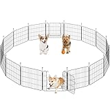 Yaheetech Recinto per Animali Domestici, 16 Pannelli Altezza 50 cm, Pieghevole con Porta per Interno ed Esterno, in Acciaio, per Cani, Cuccioli, Gatti e Conigli
