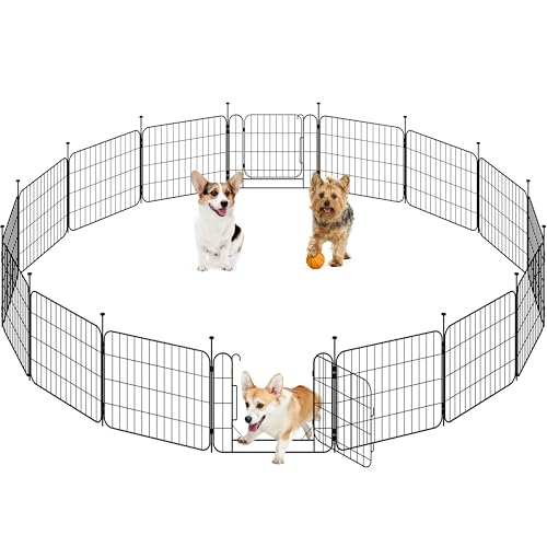 Yaheetech Recinto per Cani da Interno ed Esterno, 50 cm di Altezza a 16 Pannelli, Box Kennel Cancelletto Pieghevole per Cuccioli Conigli Gatti, Recinzione Cancello per Animali Domestici in Acciaio
