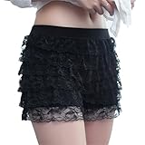 [Foravana] ペチパンツ ペチコート レデイース かぼちゃパンツ インナーパンツ 3分丈 ショートパンツ ドロワーズ フリル 裾レース 下着 透けない 重ね着 見せパン 可愛い ウエストゴム ルームウェア 部屋着