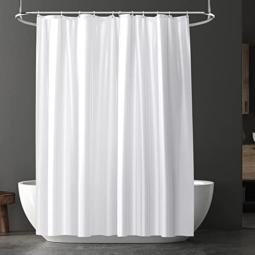 URAQT Duschvorhang, Anti-schimmel Wasserdicht Schnelltrocknend Duschvorhänge, Waschbar PEVA Shower Curtains 180x180 cm mit 12 Duschvorhangringen, Badewanne Shower Curtain mit Metall Knopfloch (Weiß)