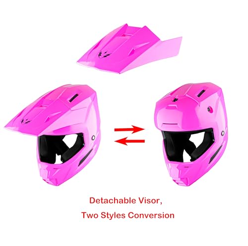 1Storm Youth Motocross Helmet ATV BMX MX Dirt Bike Go Kart Skate Kids Helmet Multi Sports Teenager Glossy Pink + Goggles + Gloves Bundle by 1Storm - Image 3