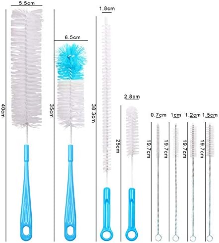 Vicloon Bottle Brushes, 8Pcs Multipurpose Bottle Cleaning Brushes Non-Scratch Water Bottle Cleaner Set for Baby Bottle Tube Pipe Flask Straws Brush (Blue)