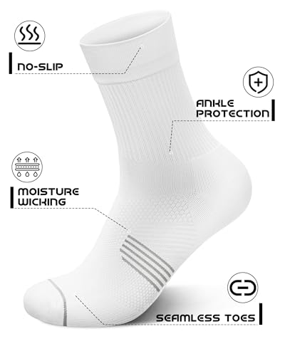 PAPLUS 3 Pairs Running Compression Socks for Men & Women, Atheltic Crew Socks with Cushion, Arch Support for Hiking, Cycling2