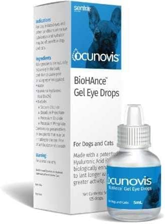 Sentrx Ocunovis Gel Eye Drops for Dogs & Cats, Eye Lube for Dogs Allergy Relief Lubricant, Dogs with Dry Eyes, Artificial Tears, 5 ml