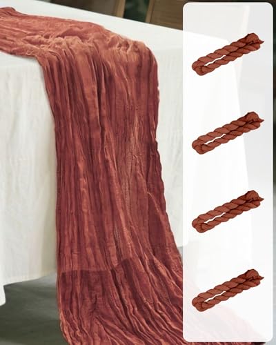 4 Pack Terracotta Cheesecloth Table Runner 35x120 Inches