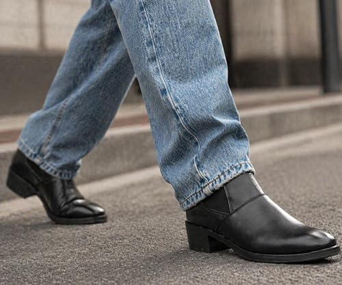 Image of Kraasa Men's Height Increasing Chelsea Boots | PU Leather Slip-On Ankle Boots | Comfortable Formal & Smart Casual Footwear