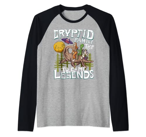Funny Bigfoot Nessie Unicorn Alien - UFO - Cryptid Legends Camiseta Manga Raglan