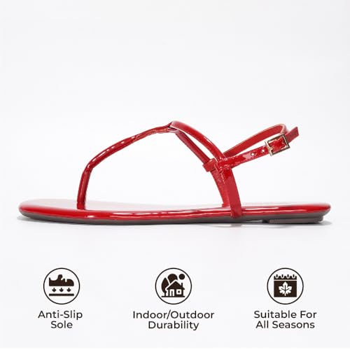 Image of Project Cloud Thong Sandals for Women 2025 - Memory Foam and Lightweight Summer Essentials - Non Slip Flip Flops for Women Footwear with Back Strap Beach Flats Sandals (Celebration, RED, 5)