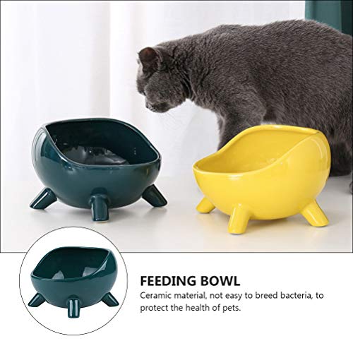 Tigela de cerâmica para gatos para proteger a coluna cervical tigela de comida de gato tigela de com