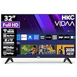 HKC H32N1F-V Smart TV 32 Zoll (80cm) FHD LED Fernseher mit WLAN, Triple Tuner (DVB-T/T2, DVB-C, DVB-S/S2), AirPlay, App Store, HDMI, USB, CI/CI+, Netflix, YouTube und mehr