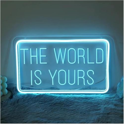 Enseigne lumineuse néon gravée 40 cm décoration murale LE MONDE EST À VOUS