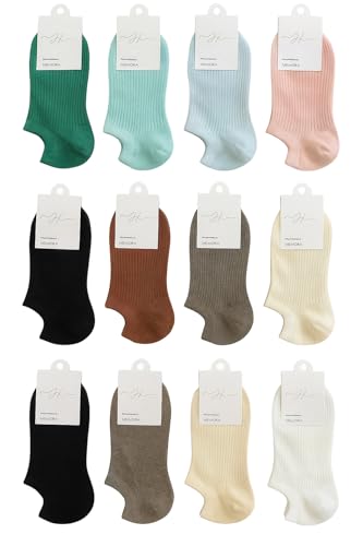 Meias Femininas, Kit 6 ou 12 Pares, Estampas Divertidas e lisa colorida Cano Curto, Confortável e Respirável (06 CANO CURTO LISA COLORIDASPTD-F35-40)