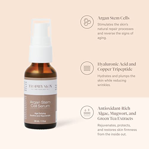 Trophy Skin Argan Stem Cell Serum - Topical Age-Defying Skin Hydrator With Hyaluronic Acid And Argan Oil To Soothe, Nourish, And Rejuvenate Face For Moisturized And Glowing Skin - 30 Ml #TOP2