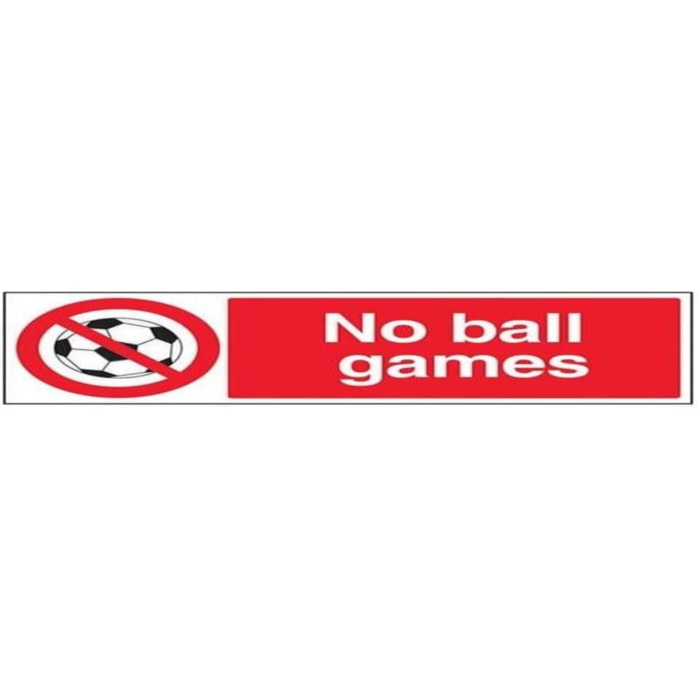 V Safety No Ball Games Sign - 450mm x 150mm - 1mm Rigid Plastic