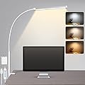 Voncerus LED Desk lamp with Clamp, Eye-Caring Clip on Lights for Home Office, 3 Modes 10 Brightness, Long Flexible Gooseneck,Metal, Swing Arm Architect Task Table Lamps with USB Adapter, White