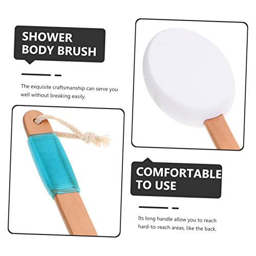 DECOMELODY Shower Body Brush with Long Handle Multi Function Back Scrubber Sunscreen Applicator Comfortable Exfoliation for Healthy Skin for Daily Use and