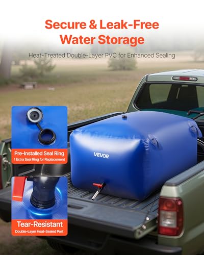 Image of VEVOR Water Storage Bladder 105.7 Gallon Large Capacity Water Bag, Portable & Collapsible Soft Waters Container, Leakproof & Tear-Resistant PVC Emergency Waters Storage Tank for RV Truck & Outdoor Use