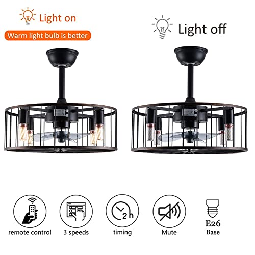 LOYALHEARTDY-Black-Caged-Ceiling-Fan-with-Lights-Remote-Control-18-Rustic-Bladeless-Ceiling-Fan-Kids-Fan-Modern-Down-rod-Mount-Industrial-Bedroom-Ceiling-Fan