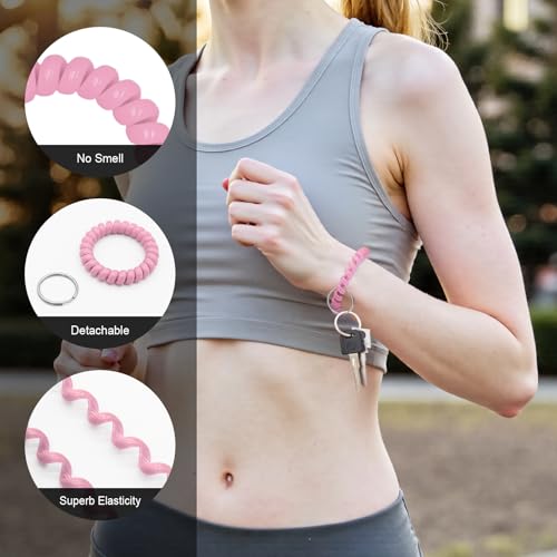 Image of TENOC Spiral Coil Keychain, Anti-lost Key Chain Holder Lanyard Cord for Sauna Outdoor Sports and Gym Pool