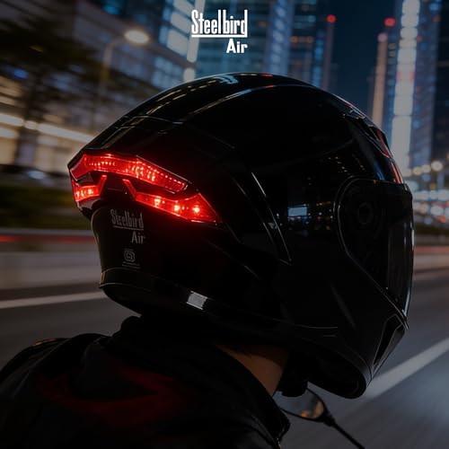 Steelbird SBA-11 7Wings LT ISI Full Face Helmet for Men Glossy Black - Image 7