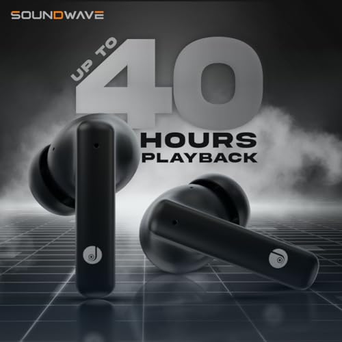 Image of JUST CORSECA Soundwave Earbuds with Type C Charging | ANC & ENC Model | Low Latency Bluetooth 5.3 | IPX4 Water Resistance | Smooth Touch Controls (Black)