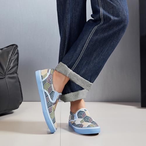 Image of yageyan Mens Slip on Sneakers Loafers Shoes Canvas Black Shoes Canvas Blue Casual Fashion Shoes