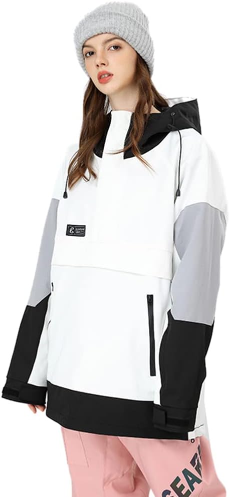 SEARIPE Womens Ski Jacket Mens Snow Jacket Waterproof Winter Snow Coat Couples Pullover Snowboard Hooded