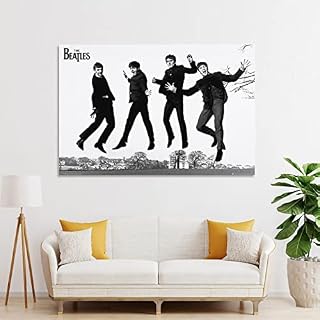 JABURU Beatles Poster décoratif sur toile pour chambre à coucher – Noir et blanc – 30 x 45 cm - Les Beatles, Paul McCartney, John Lennon, RIngo Starr, George Harrison JABURU Beatles Poster décoratif sur toile pour chambre à coucher - Noir et blanc - 30 x 45 cm – Image 3
