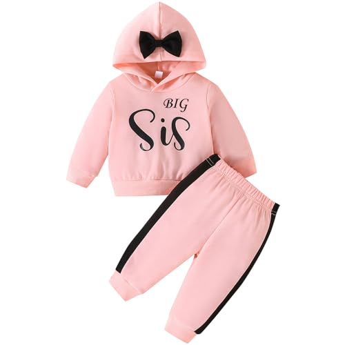 Winmany Sister Matching Outfit Lil/Big Sis Hooded Sweatshirt Pants Set Toddler Girls Fall Winter Clothes